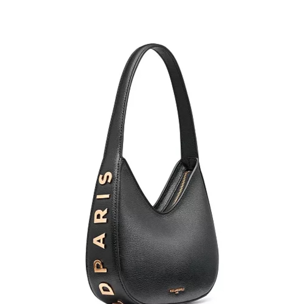 Karl Lagerfeld Black Shoulder Bag with Gold Lettering